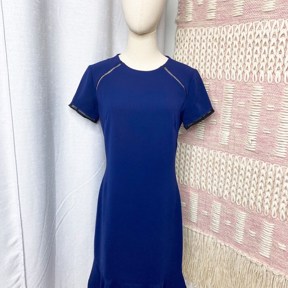 Shoshanna Lombard Navy Blue Mini Ruffle Dress Women’s 6 - Picture 6 of 11